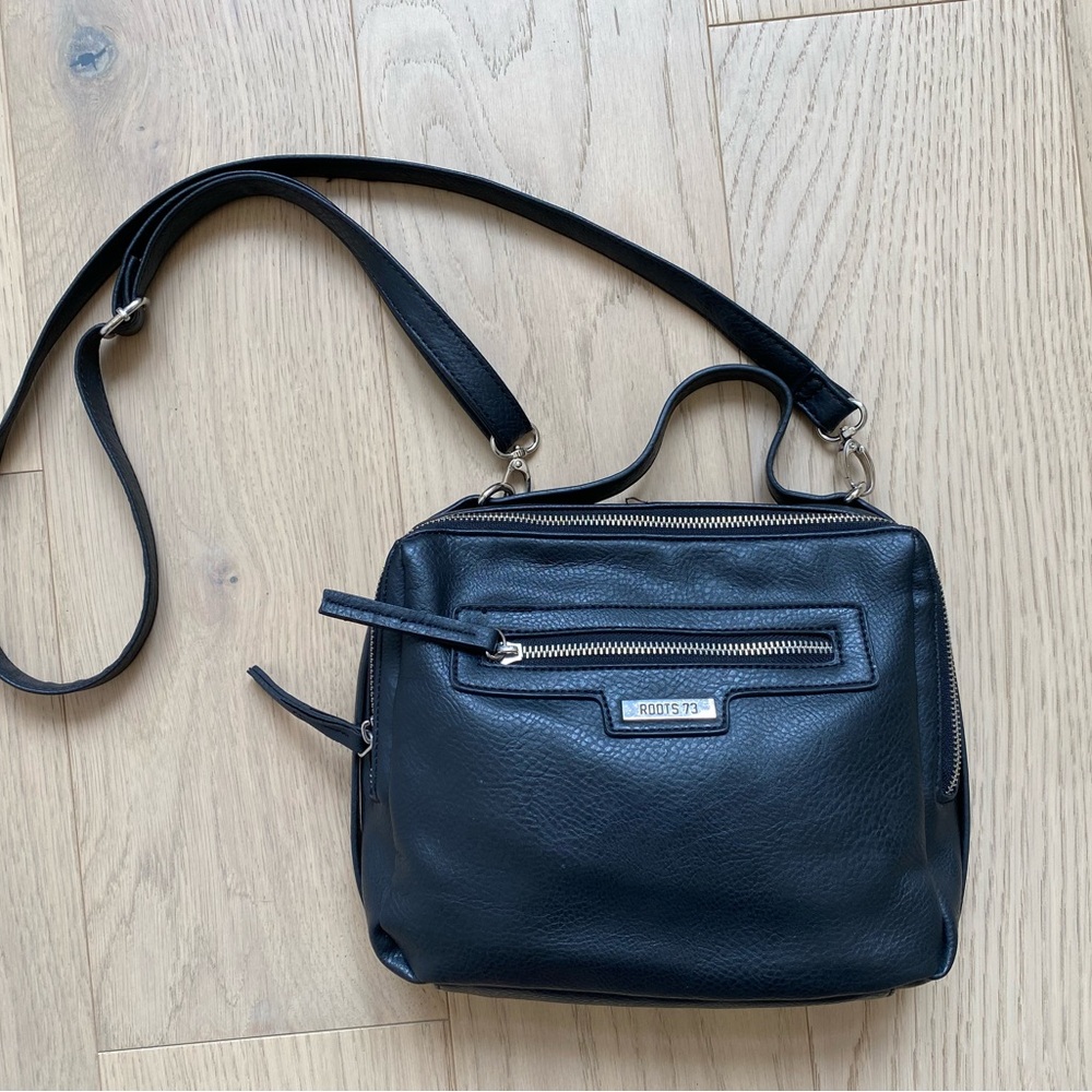 Roots Black Crossbody Bag with Adjustable Strap